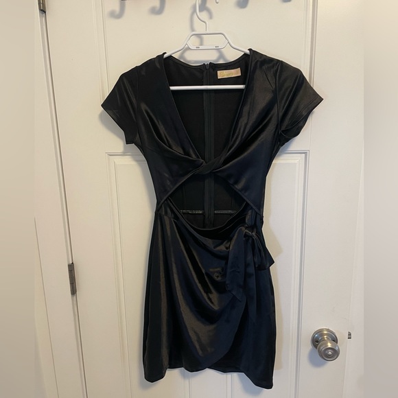 Black Silk Cut Out Dress - Picture 1 of 1
